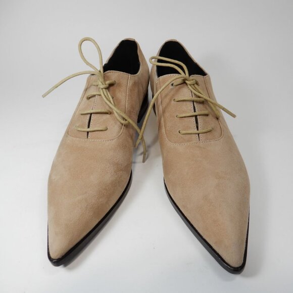 L'AGENCE Elise III Pointed Toe Oxford Flat Shoes Size 6.5 Cappuccino Suede NEW - Picture 6 of 16